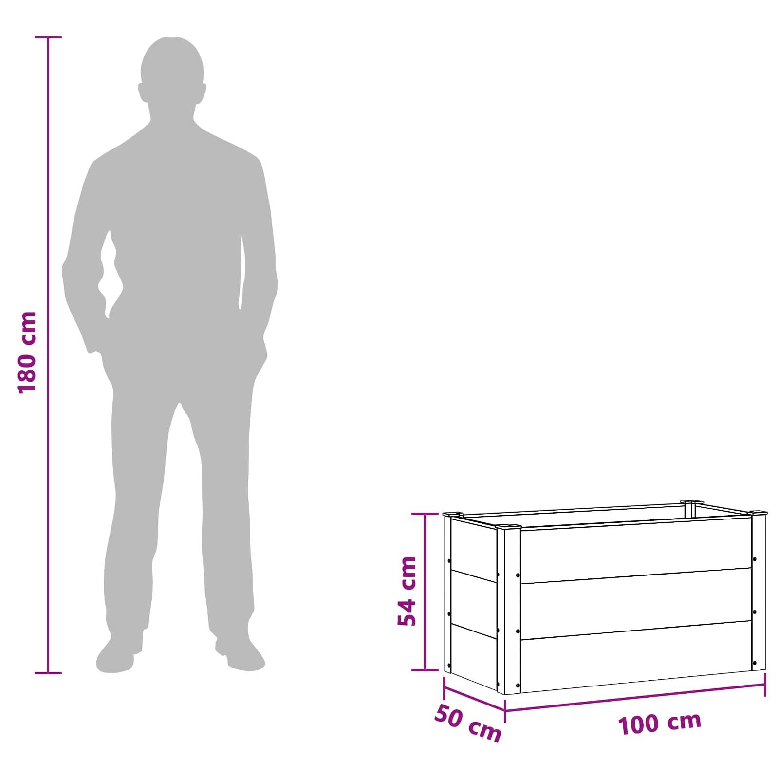 vidaXL Hochbeet Braun 100 x 50 x 54 cm alu.