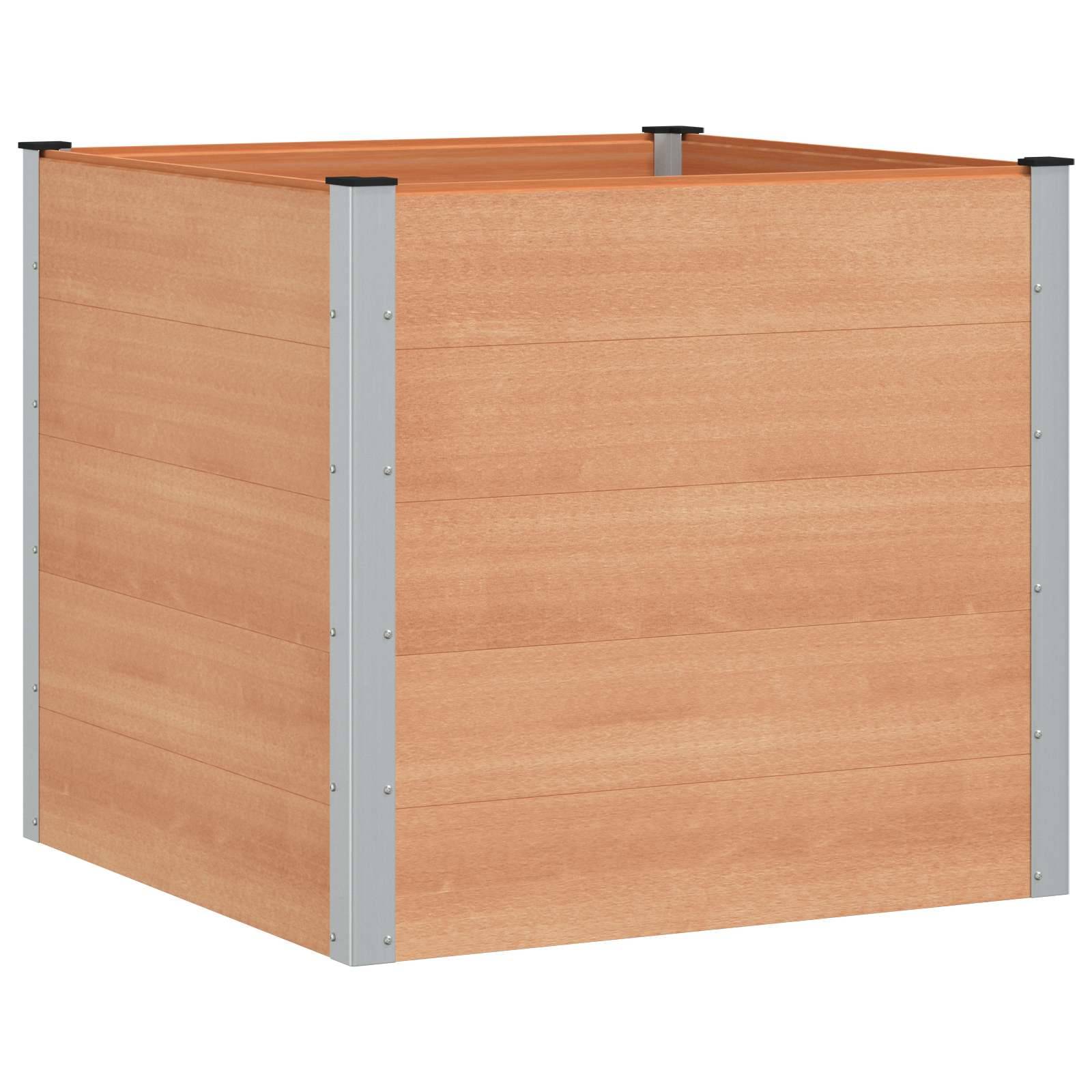vidaXL Hochbeet Braun 100 x 100 x 91 cm alu.
