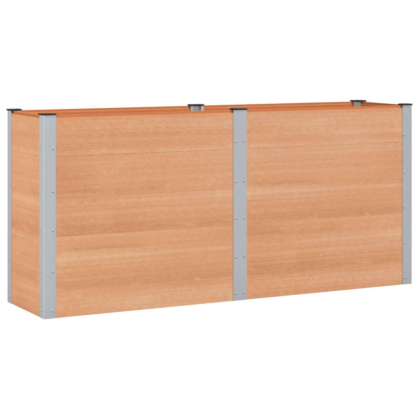 vidaXL Hochbeet Braun 200 x 50 x 91 cm alu.