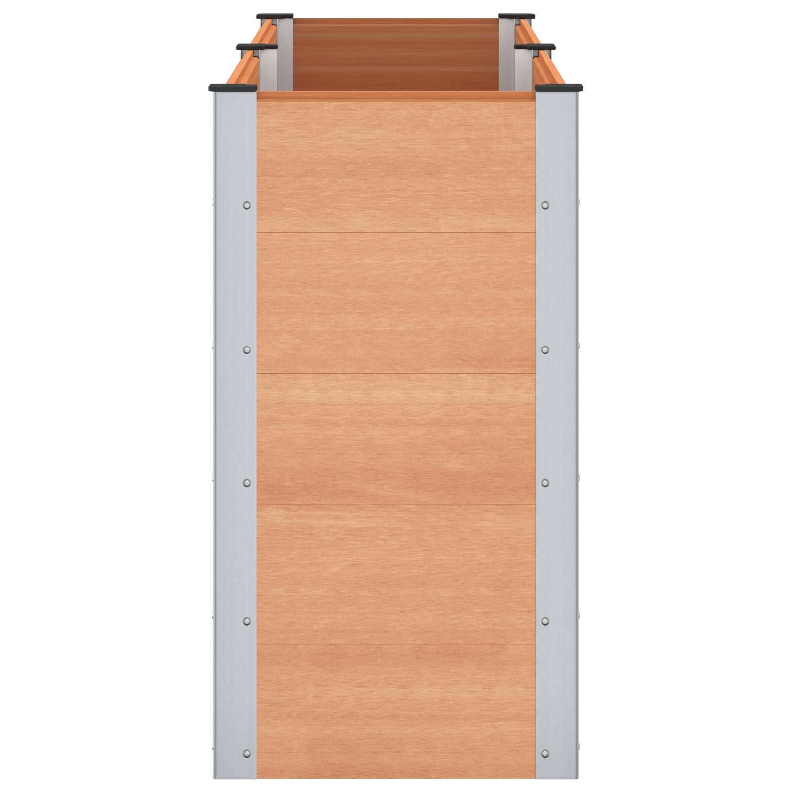 vidaXL Hochbeet Braun 200 x 50 x 91 cm alu.