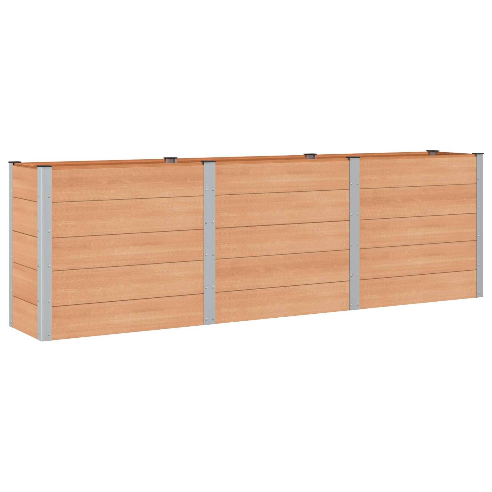 vidaXL Hochbeet Braun 300 x 50 x 91 cm alu.