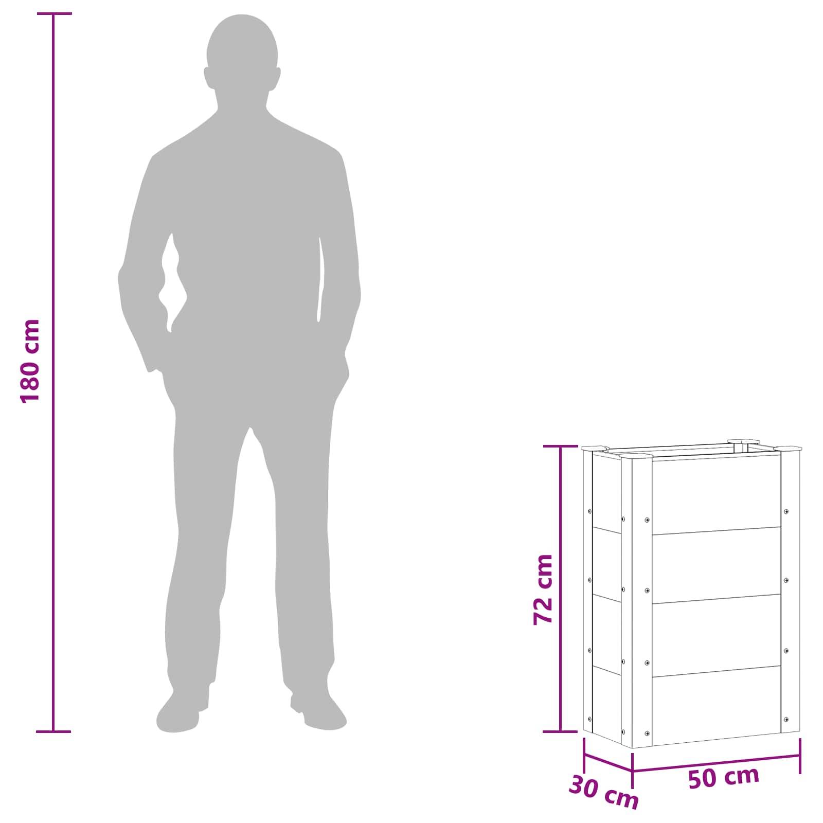 vidaXL Hochbeet Grau 50 x 30 x 72 cm alu.
