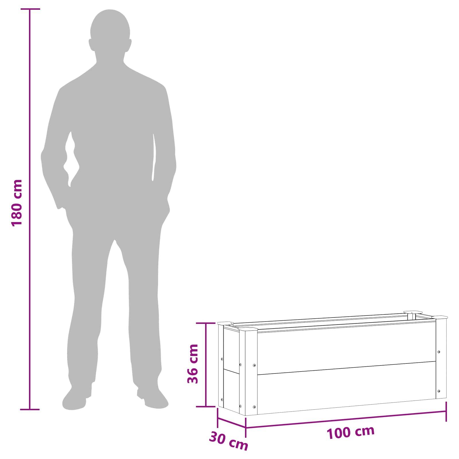 vidaXL Hochbeet Grau 100 x 30 36 cm alu.