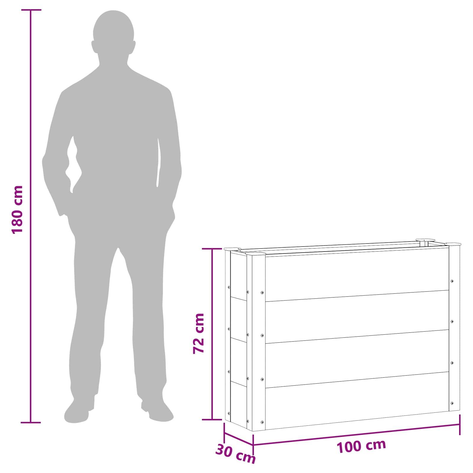 vidaXL Hochbeet Grau 100 x 30 x 72 cm alu.