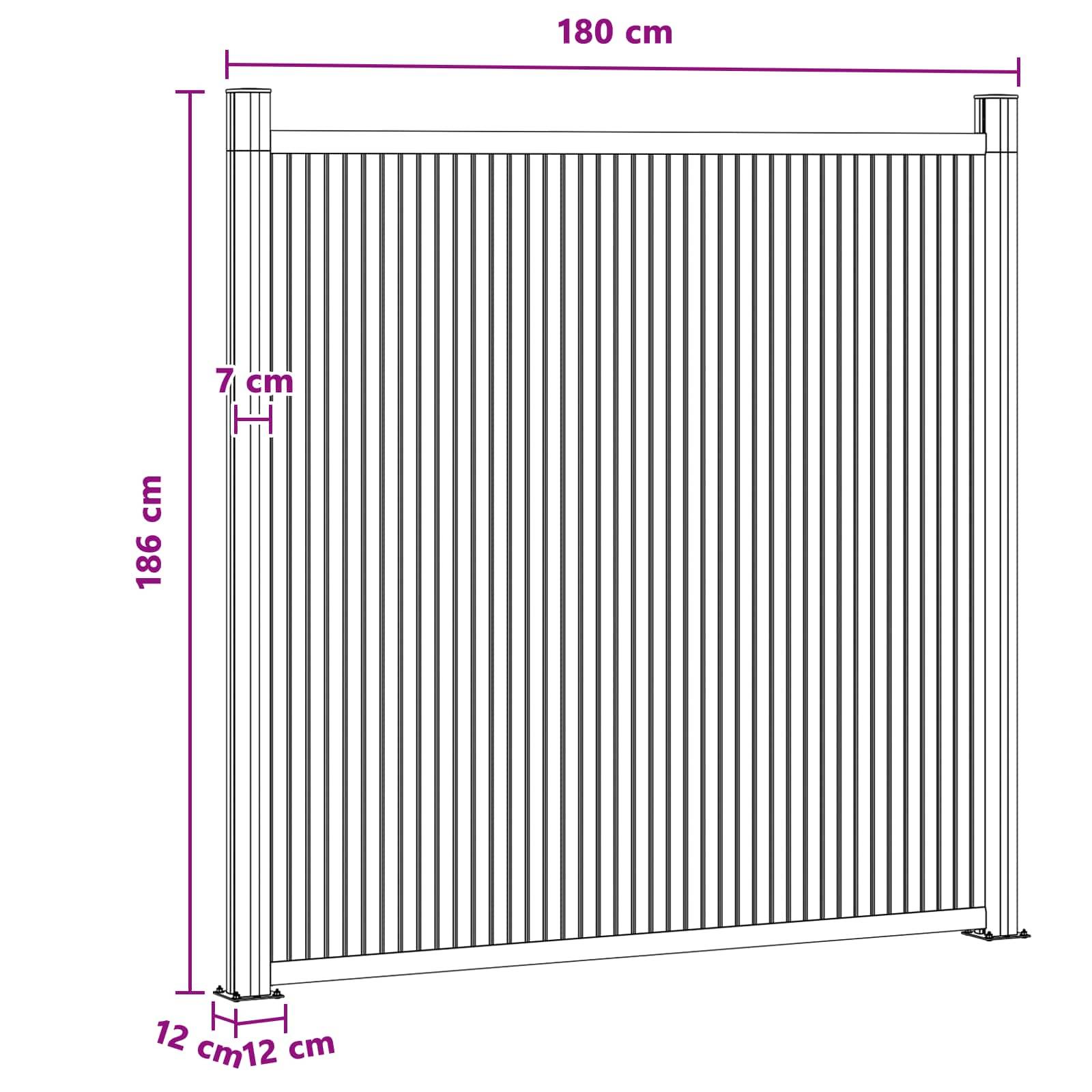 vidaXL Zaunelement WPC und Aluminium Schwarz