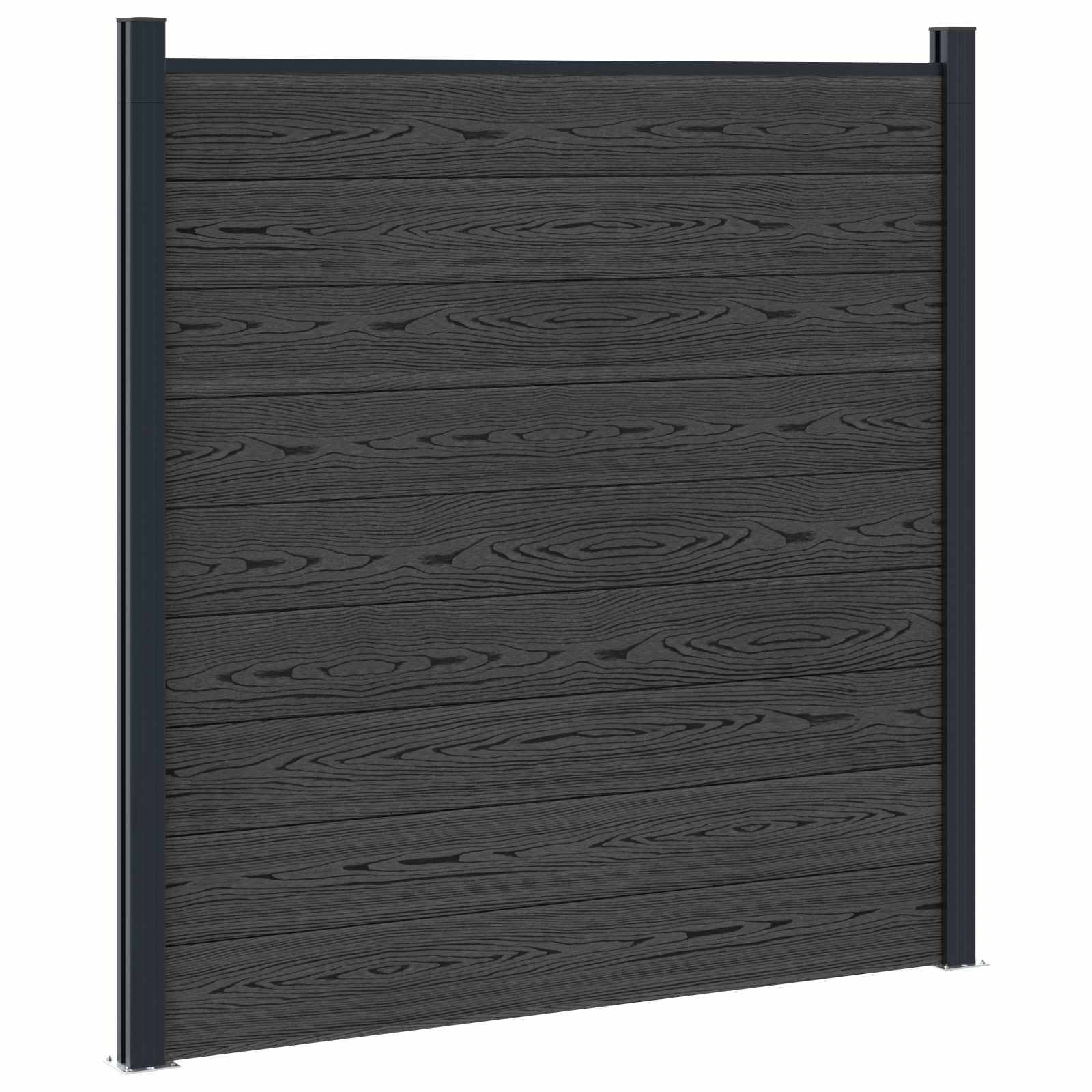 vidaXL Zaunelement WPC und Aluminium Schwarz