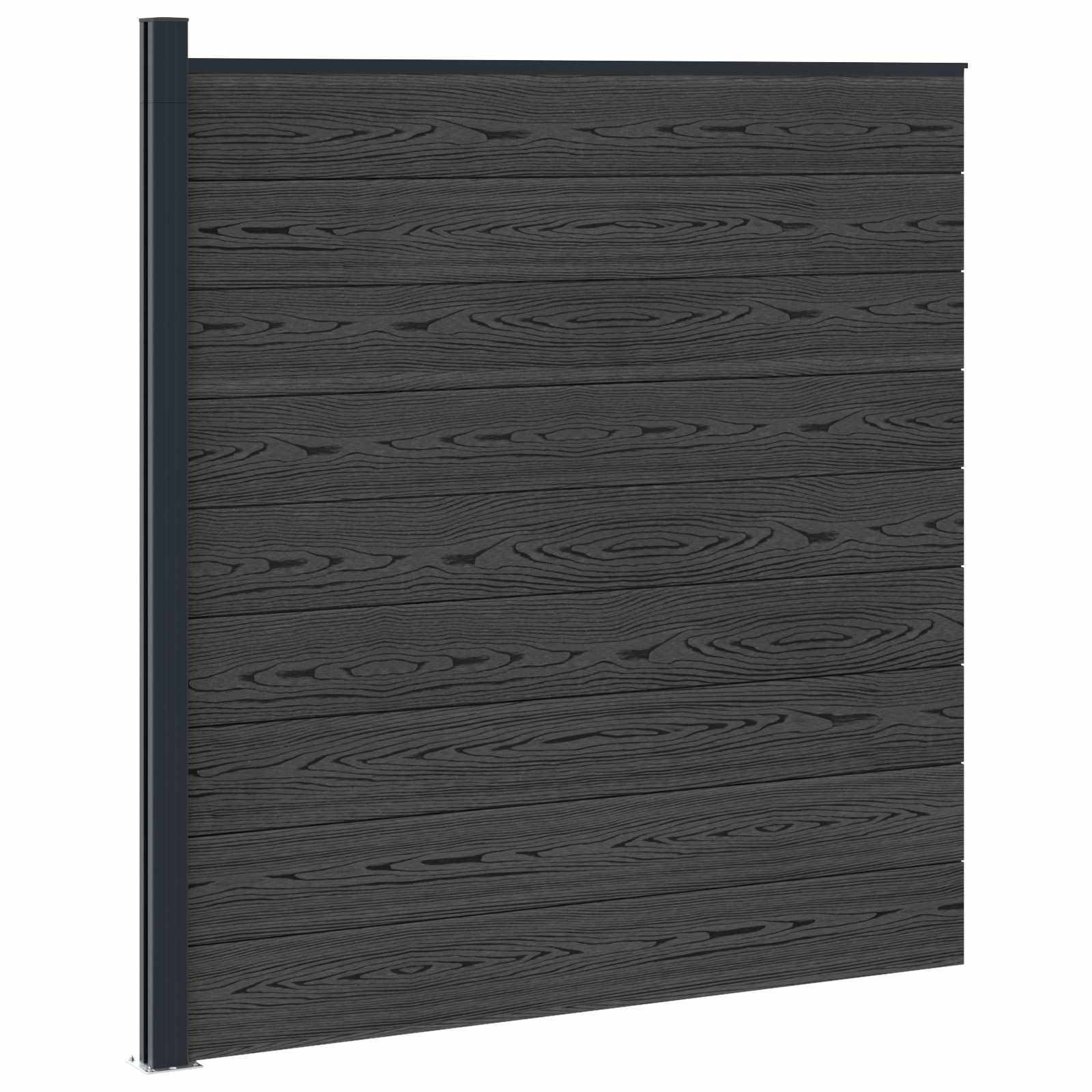 vidaXL Zaunelement WPC und Aluminium Schwarz