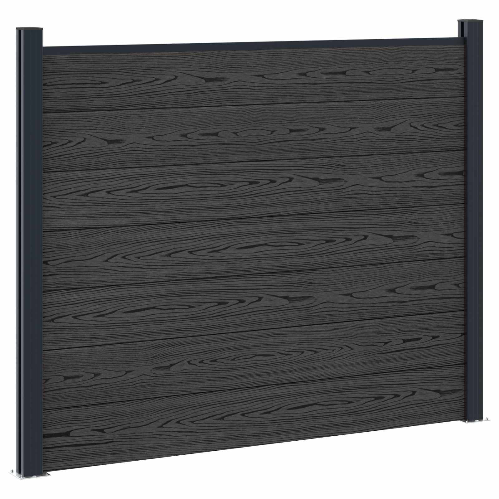 vidaXL Zaunelement WPC und Aluminium Schwarz