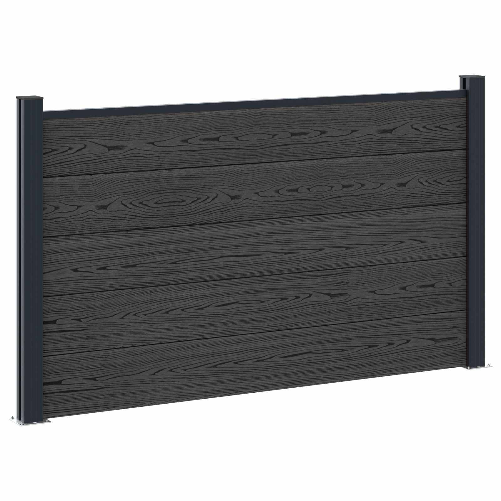vidaXL Zaunelement WPC und Aluminium Schwarz