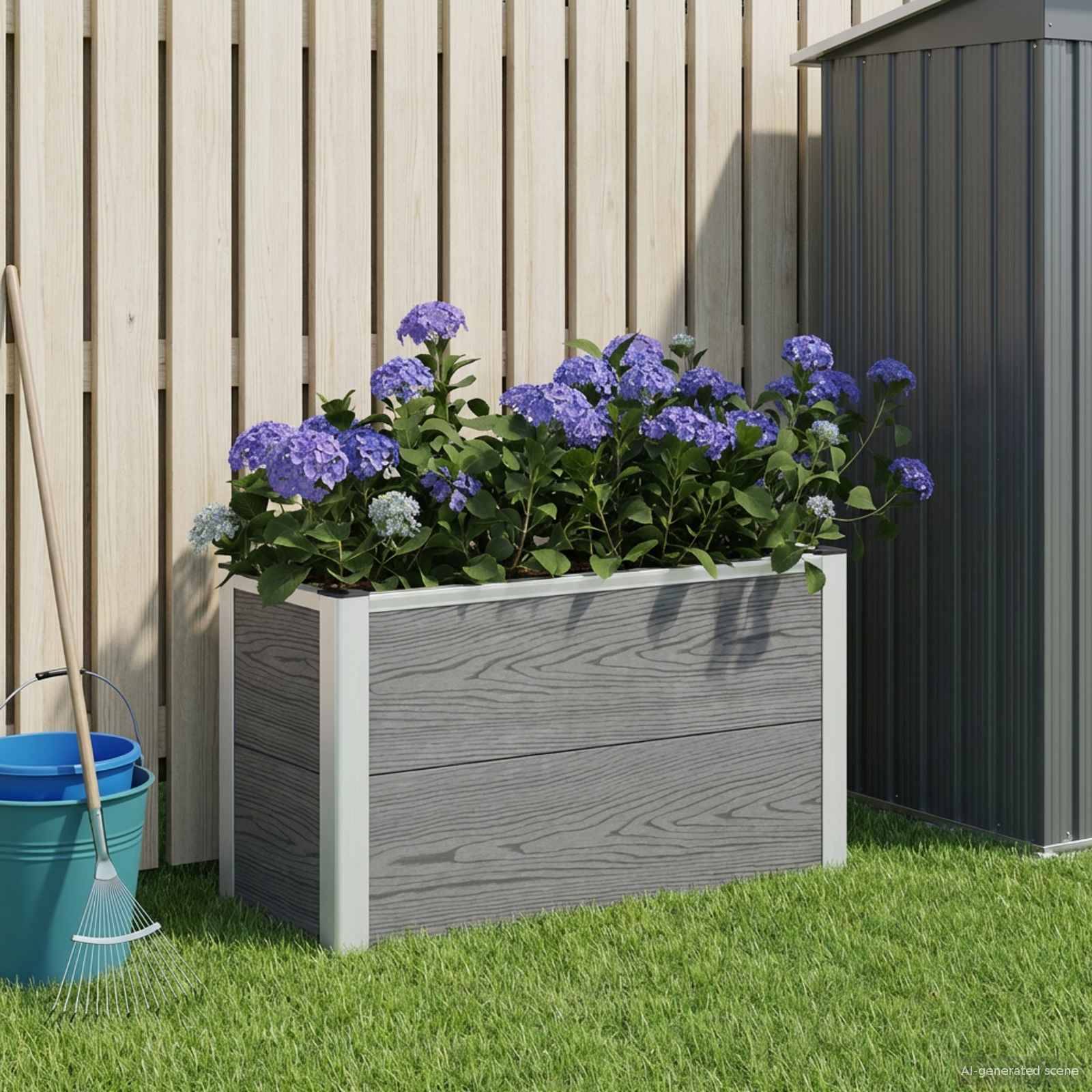 vidaXL Hochbeet Grau 75 x 30 x 22 cm WPC und Aluminium