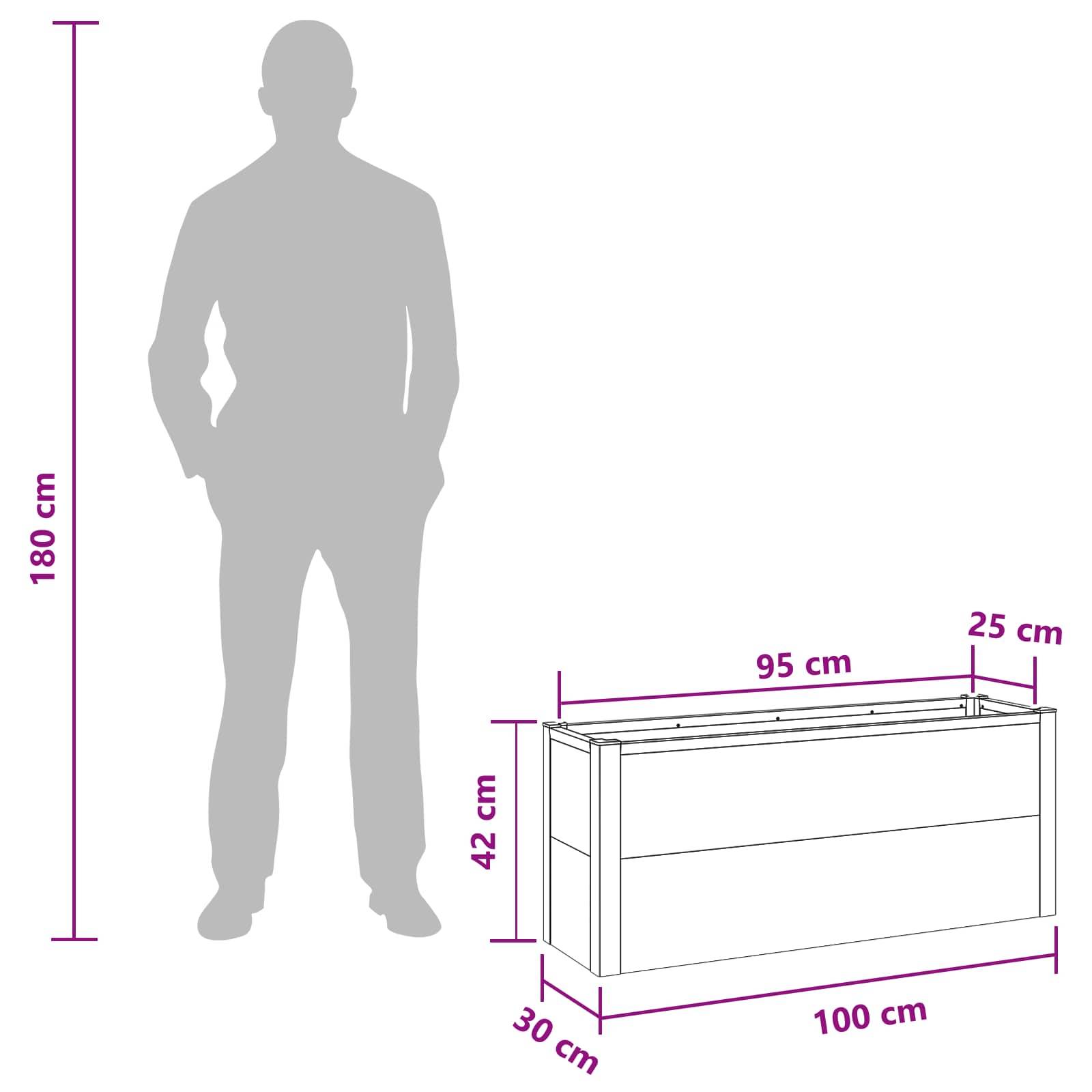 vidaXL Hochbeet Grau 100 x 30 x 22 cm WPC und Aluminium