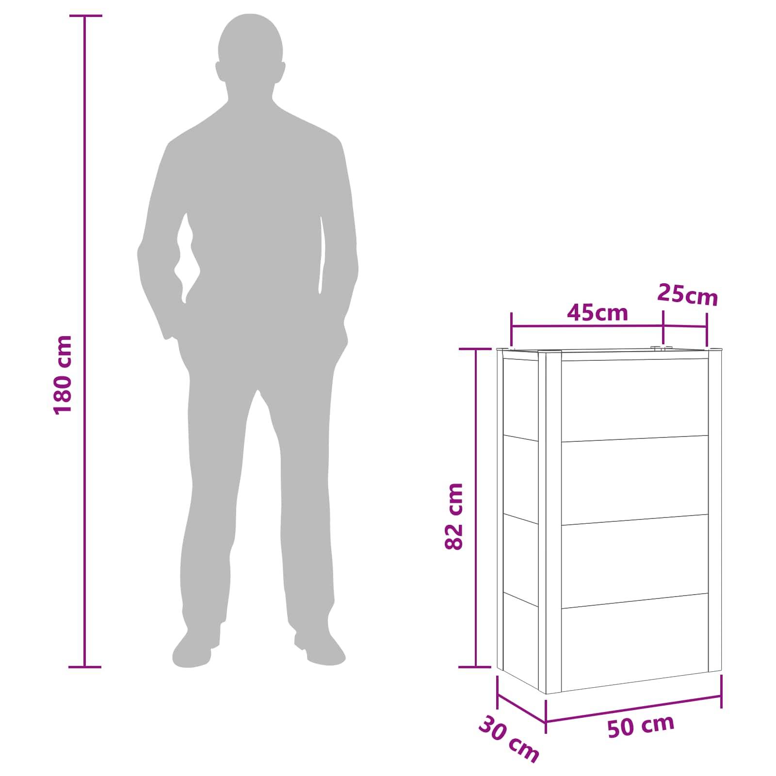 vidaXL Hochbeet Grau 50 x 30 x 22 cm WPC und Aluminium