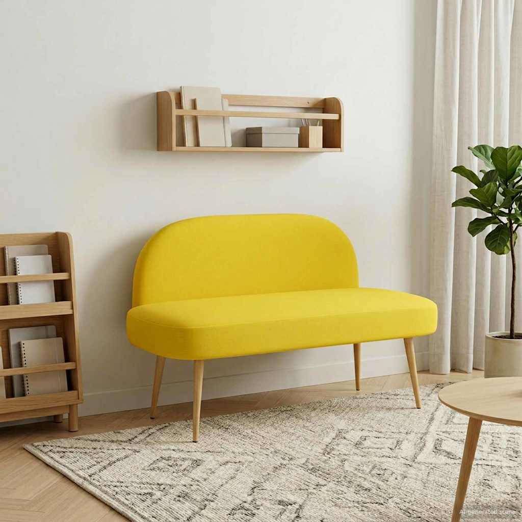 vidaXL Gepolsterte Bank mit Rückenlehne Hellgelb 110 x 60 x 76 cm