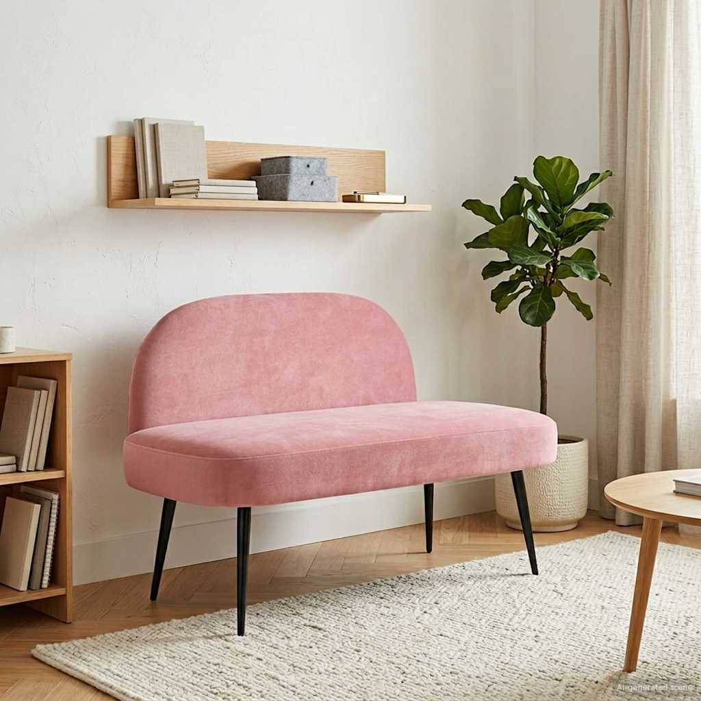 vidaXL Gepolsterte Bank mit Rückenlehne Rosa 110 x 60 x 76 cm Samt