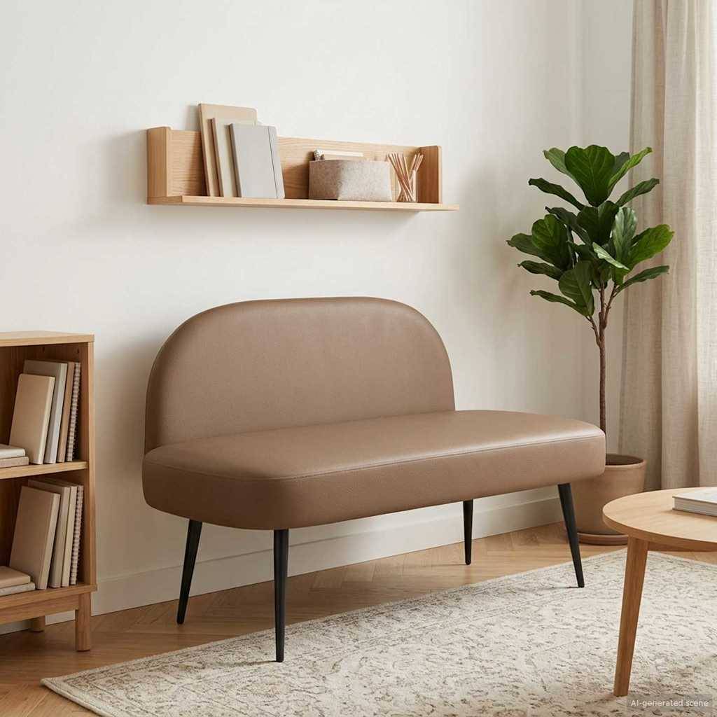 vidaXL Gepolsterte Bank mit Rückenlehne Cappuccino 110 x 60 x 76 cm