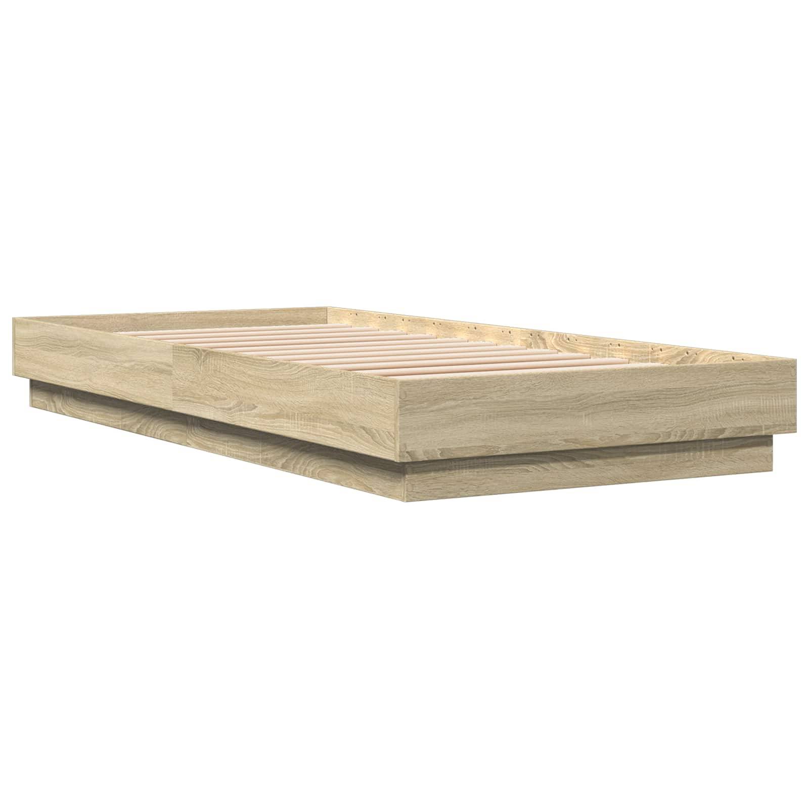 vidaXL Bettgestell mit LED Sonoma-Eiche 80 x 200 cm Holzwerkstoff