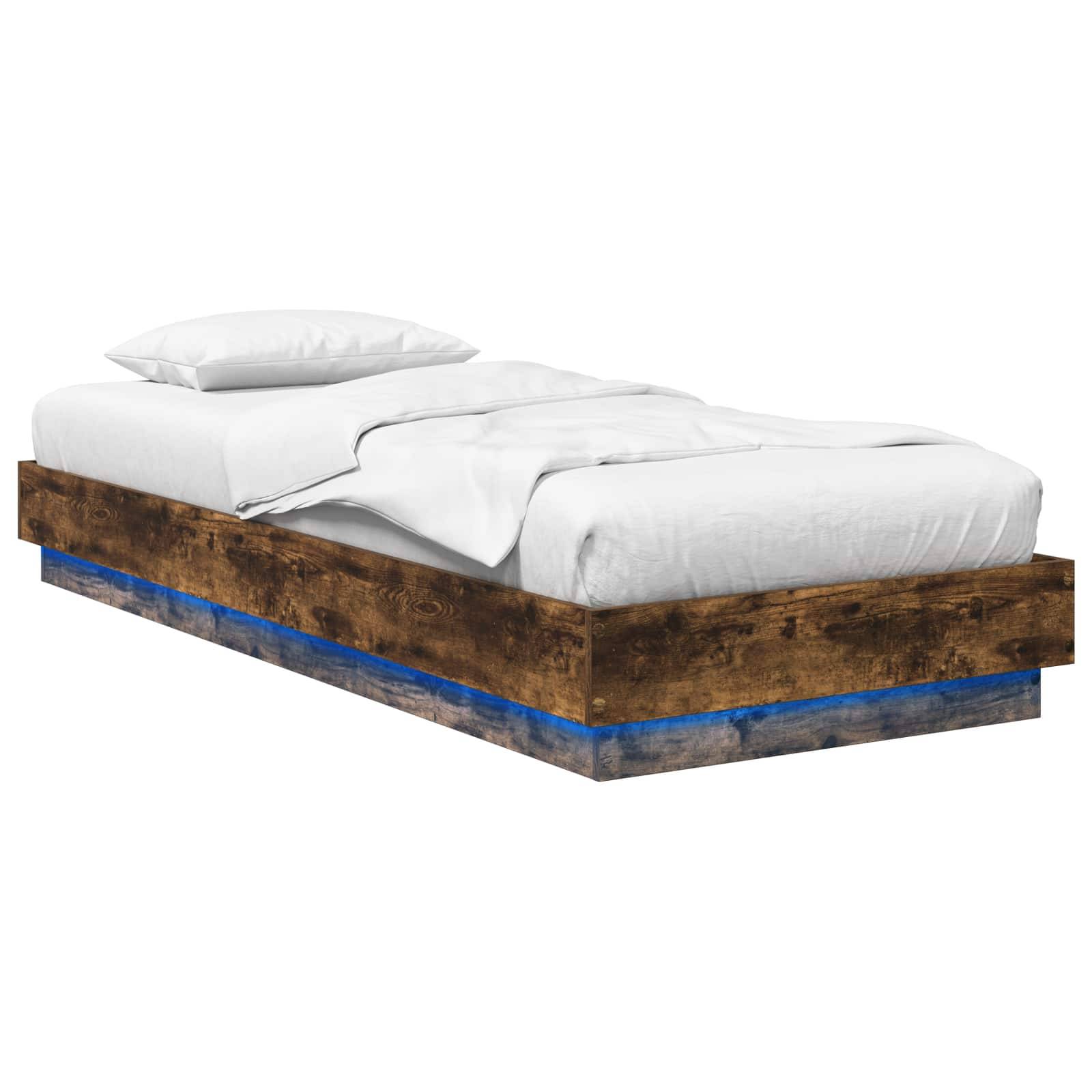 vidaXL Bettgestell mit LED Geräucherte Eiche 80 x 200 cm Holzwerkstoff