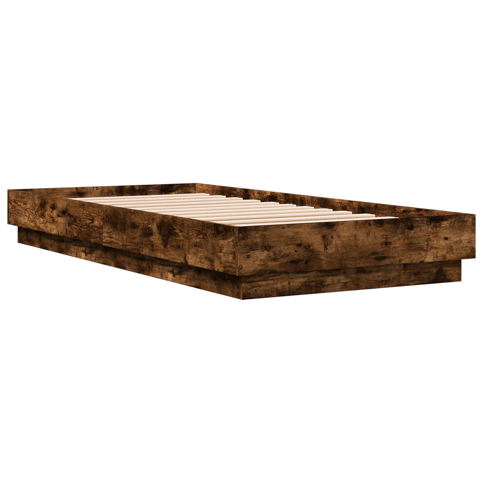 vidaXL Bettgestell mit LED Geräucherte Eiche 80 x 200 cm Holzwerkstoff
