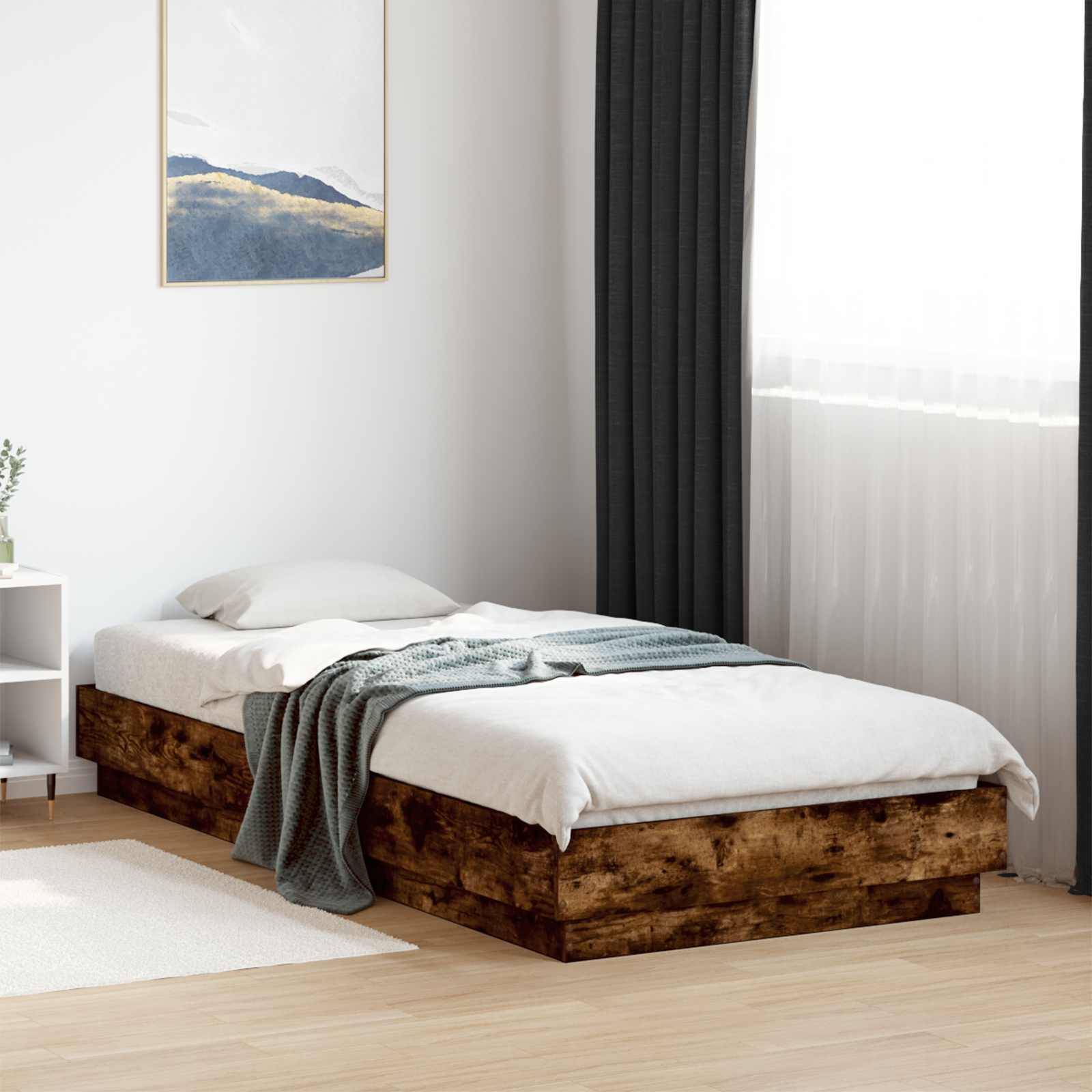 vidaXL Bettgestell mit LED Geräucherte Eiche 80 x 200 cm Holzwerkstoff