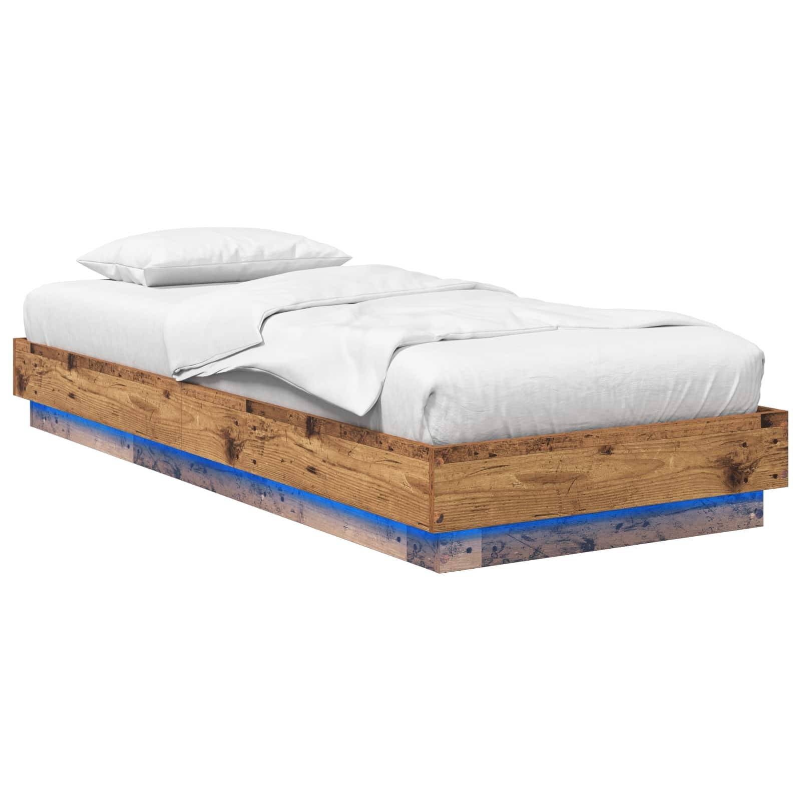 vidaXL Bettgestell mit LED Altholz 80 x 200 cm Holzwerkstoff