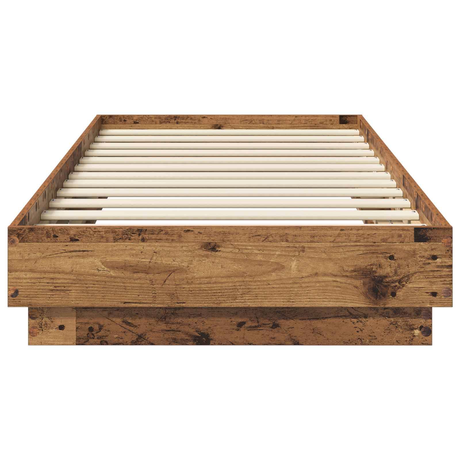 vidaXL Bettgestell mit LED Altholz 80 x 200 cm Holzwerkstoff