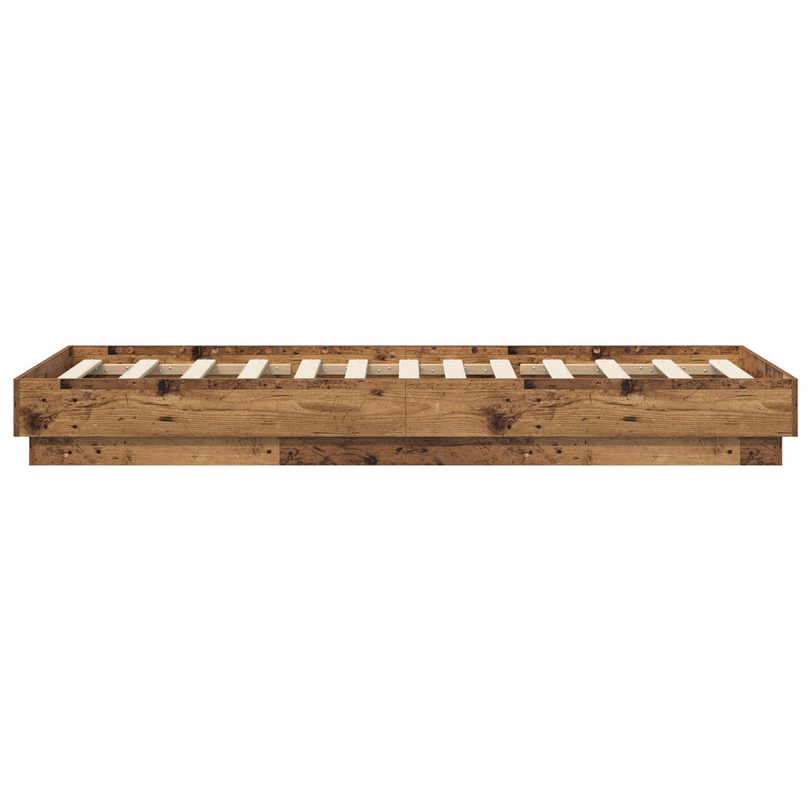 vidaXL Bettgestell mit LED Altholz 80 x 200 cm Holzwerkstoff