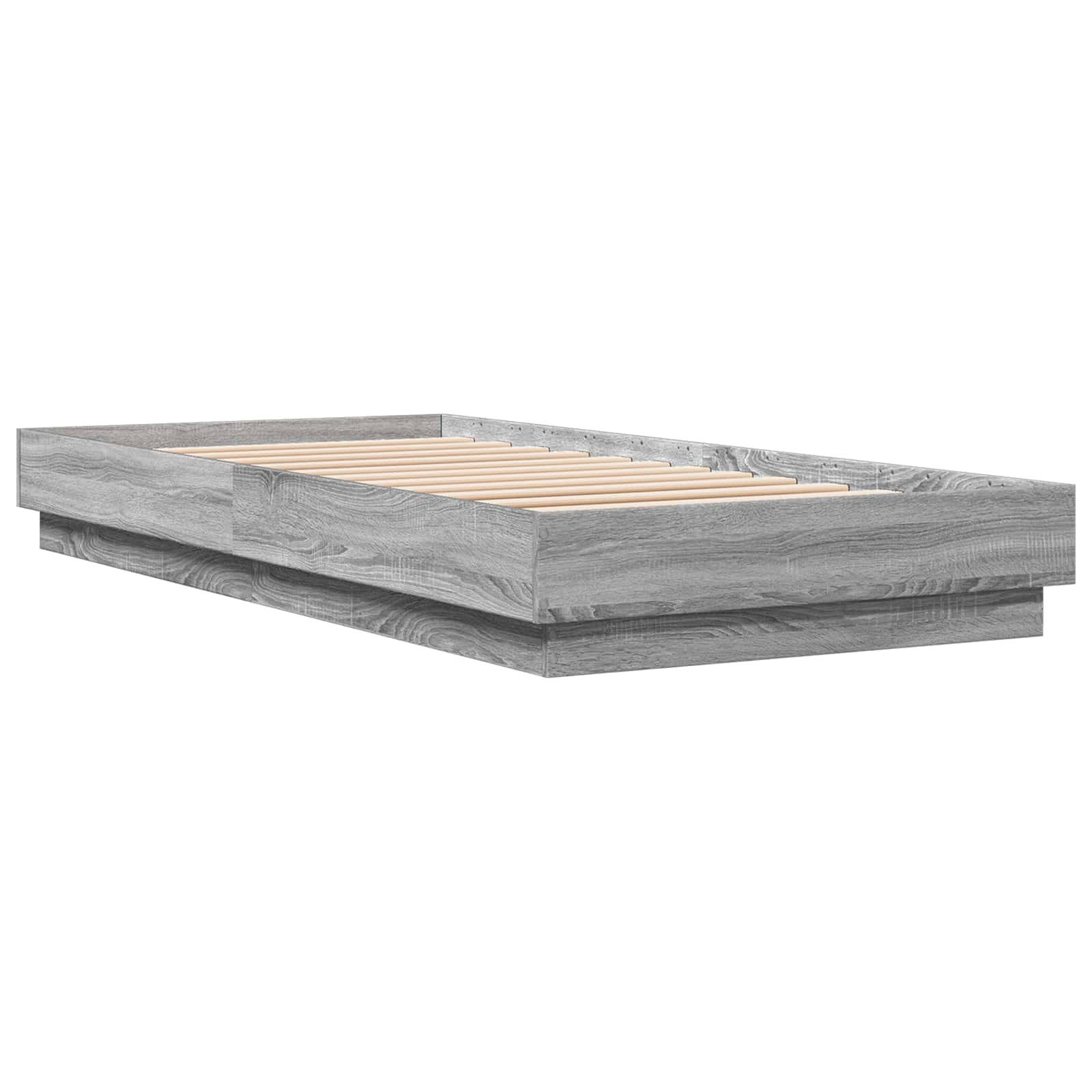 vidaXL Bettgestell mit LED Grau Sonoma 80 x 200 cm Holzwerkstoff