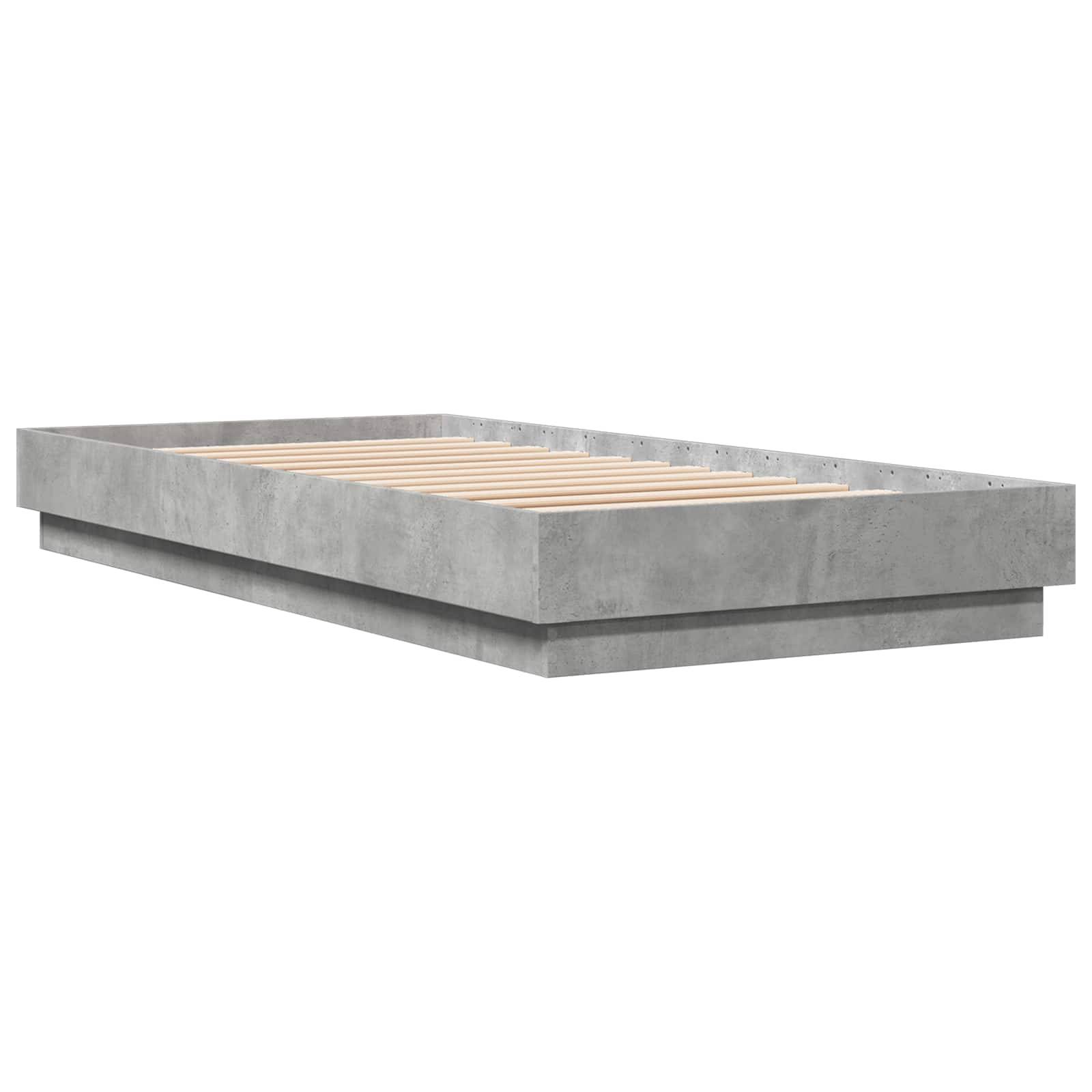 vidaXL Bettgestell mit LED Betongrau 80 x 200 cm Holzwerkstoff