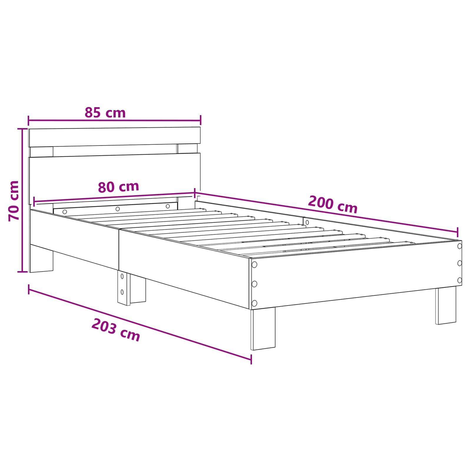vidaXL Bettgestell mit Kopfteil Artisan-Eiche 80 x 200 cm