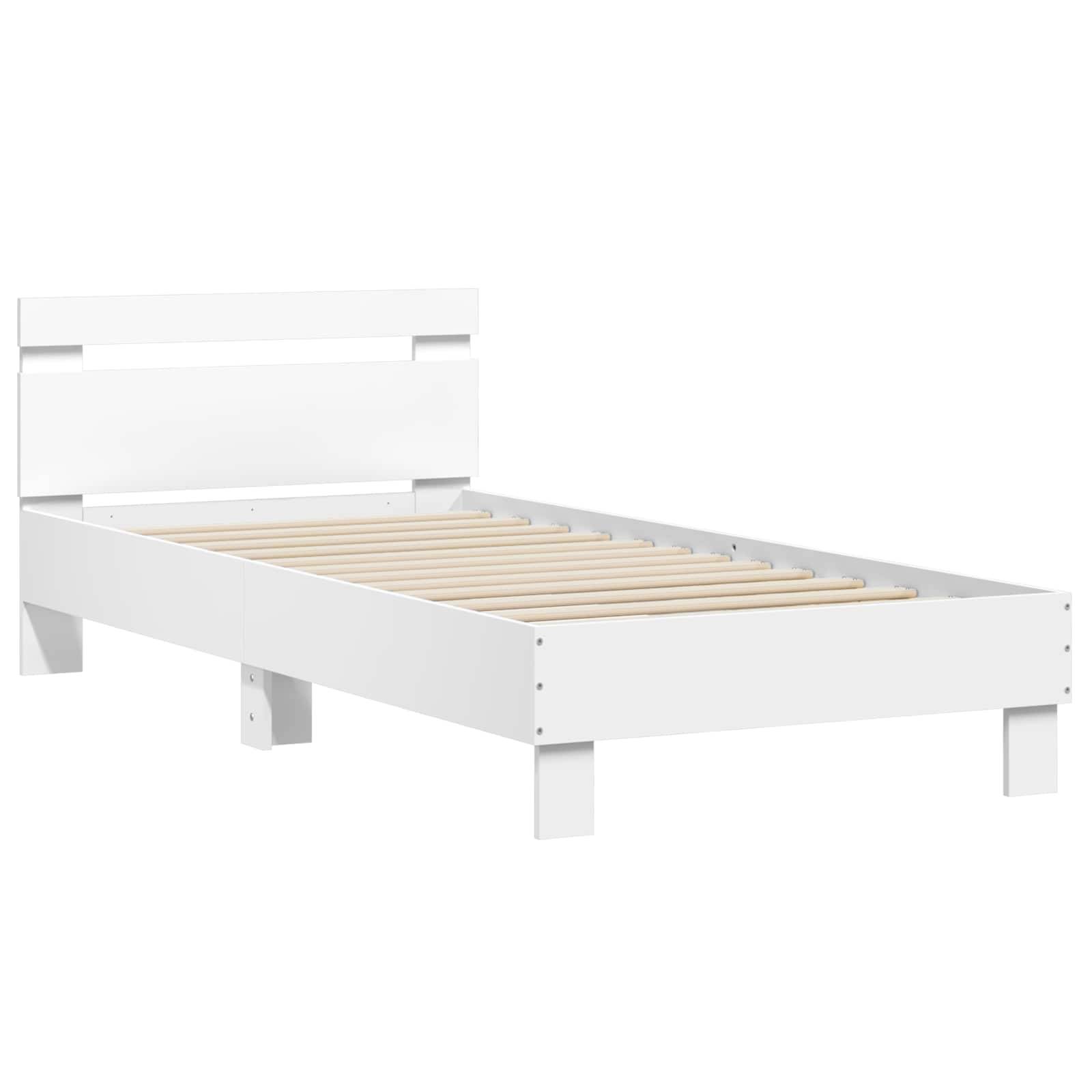 vidaXL Bettgestell mit Kopfteil Weiß 80 x 200 cm Holzwerkstoff