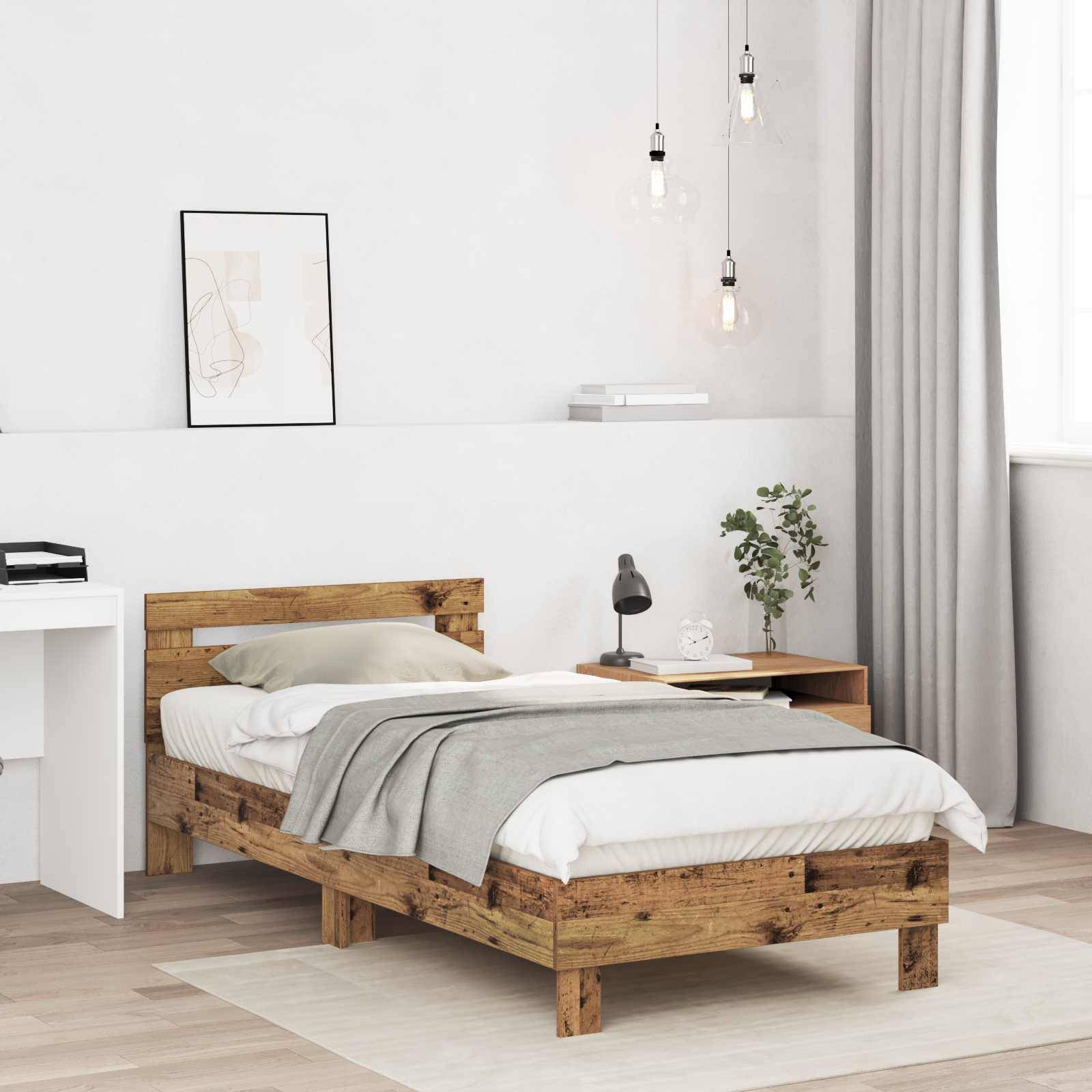 vidaXL Bettgestell mit Kopfteil Altholz 80 x 200 cm Holzwerkstoff