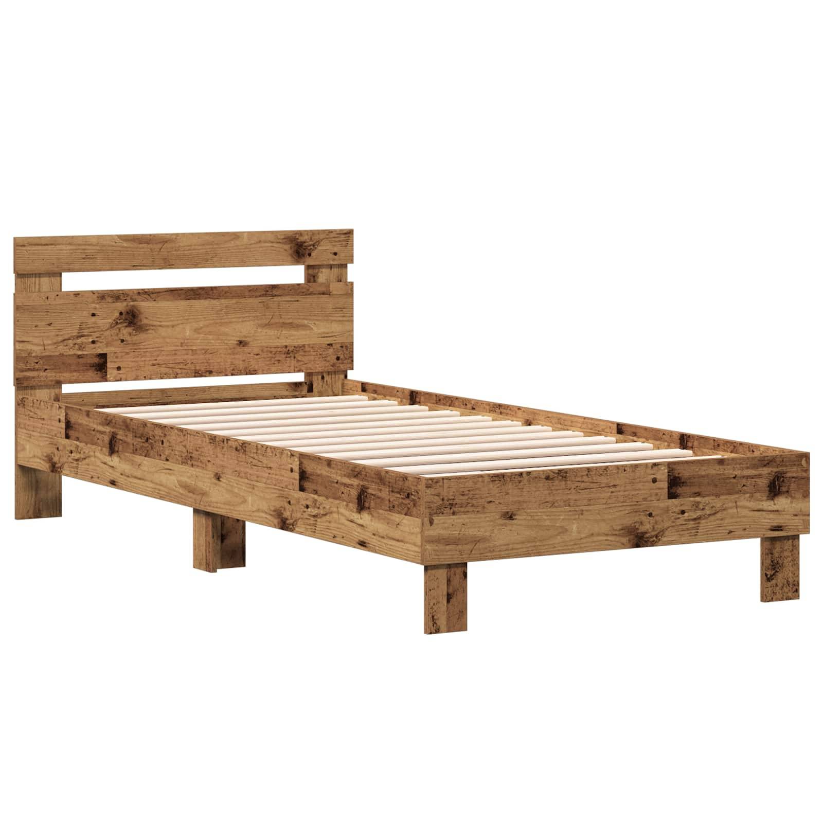 vidaXL Bettgestell mit Kopfteil Altholz 80 x 200 cm Holzwerkstoff