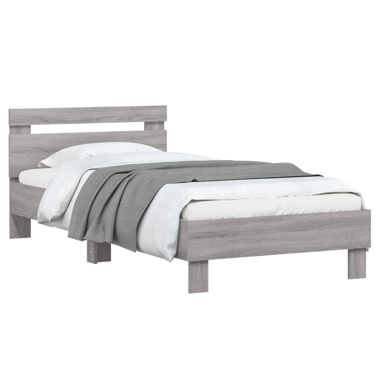 vidaXL Bettgestell mit Kopfteil Grau Sonoma 80 x 200 cm Holzwerkstoff