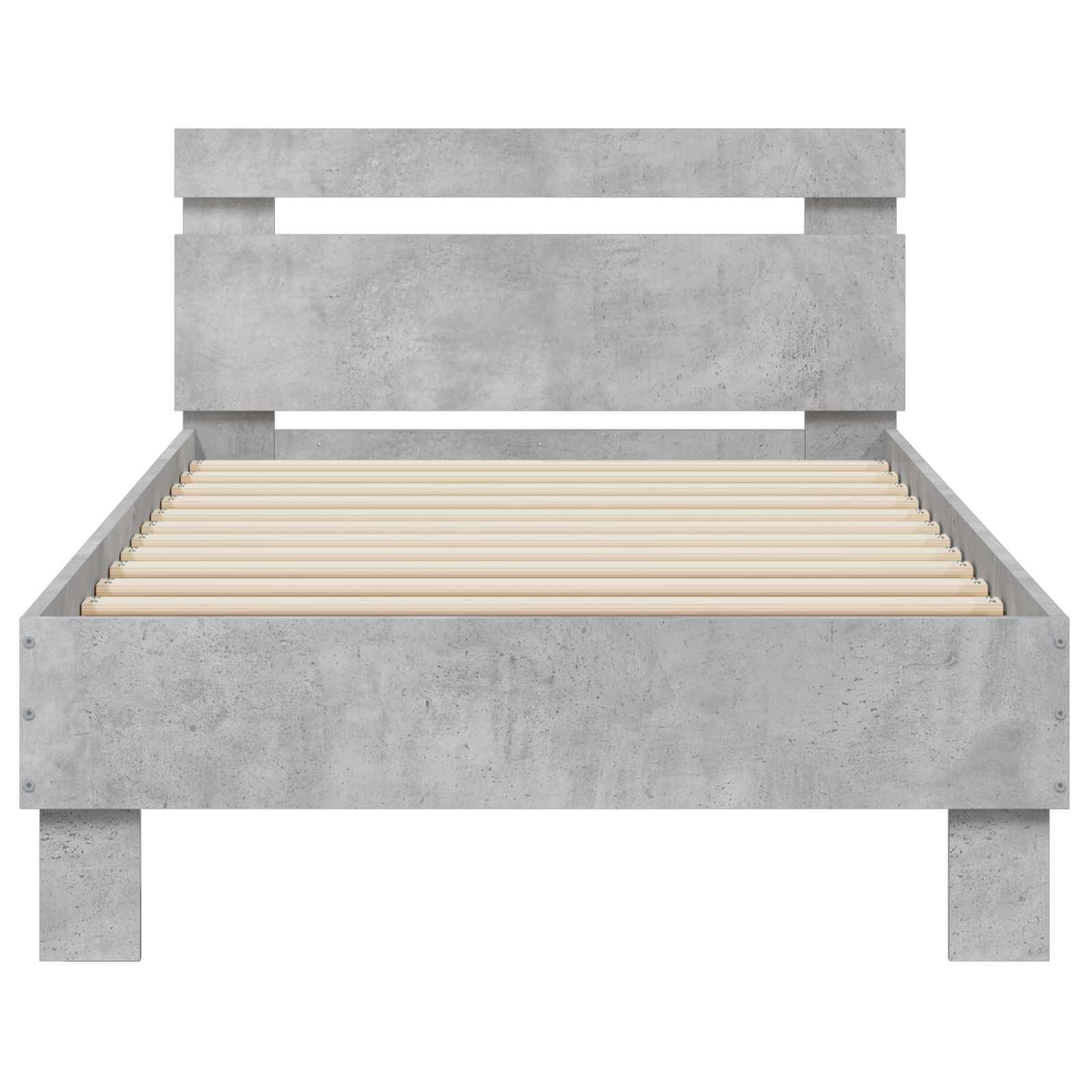 vidaXL Bettgestell mit Kopfteil Betongrau 80 x 200 cm Holzwerkstoff