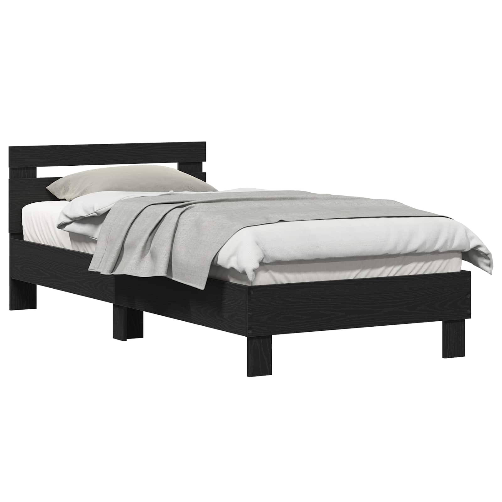 vidaXL Bettgestell mit Kopfteil Schwarze Eiche 80 x 200 cm