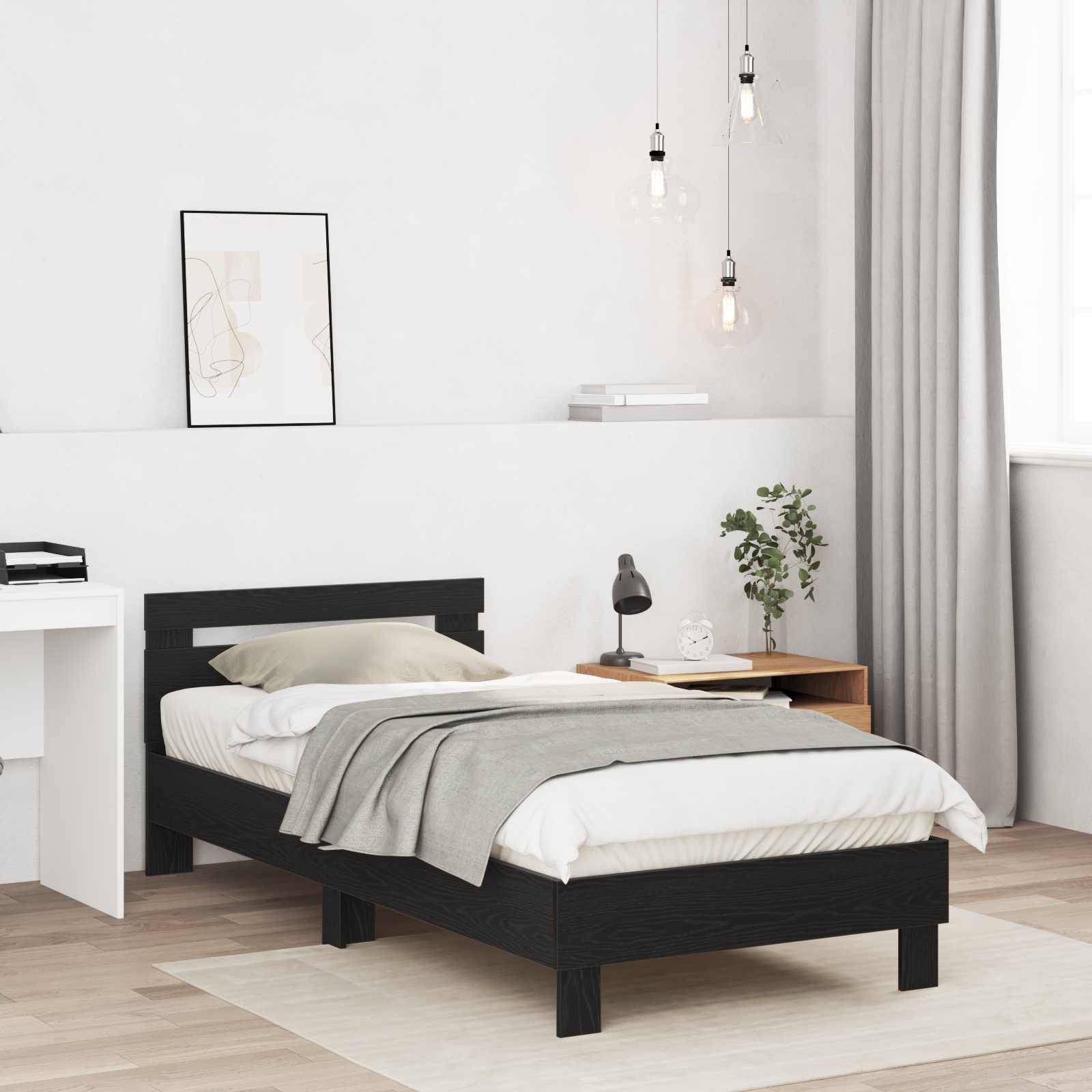 vidaXL Bettgestell mit Kopfteil Schwarze Eiche 80 x 200 cm