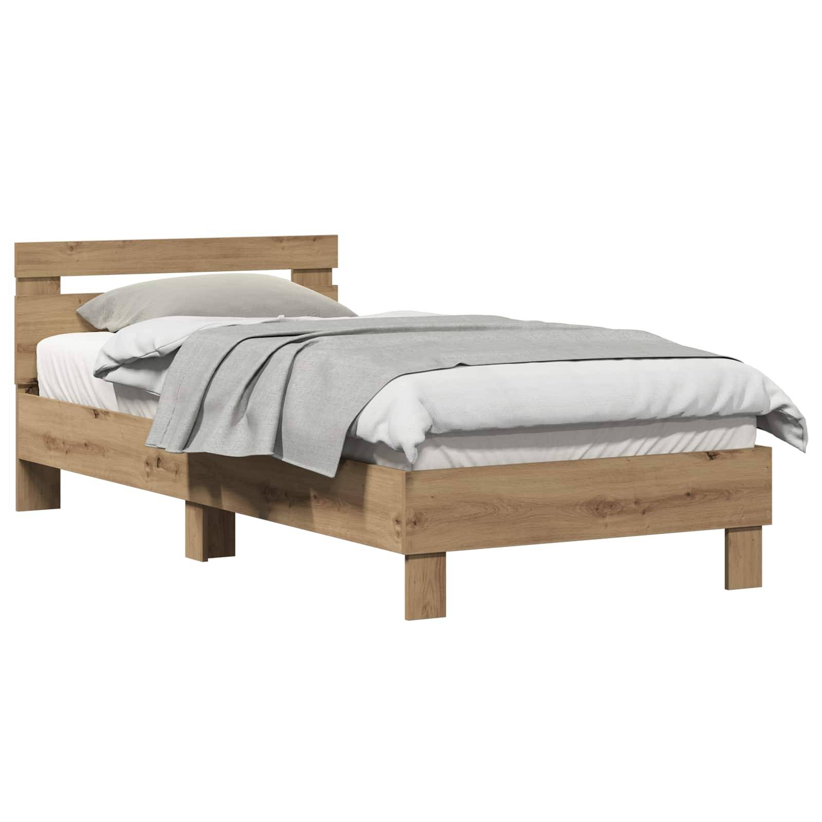 vidaXL Bettgestell mit Kopfteil Artisan-Eiche 80 x 200 cm