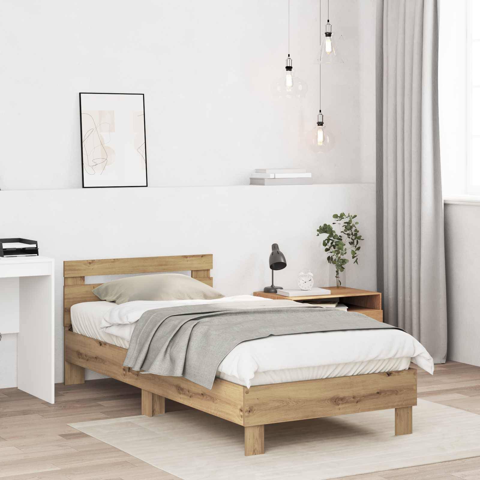 vidaXL Bettgestell mit Kopfteil Artisan-Eiche 80 x 200 cm
