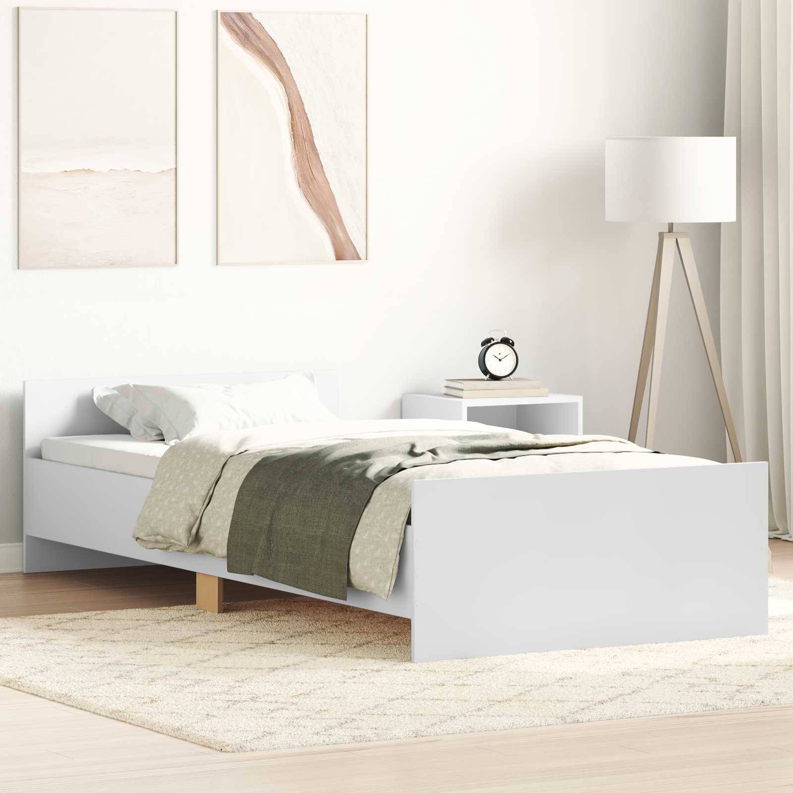 vidaXL Bettgestell mit Kopfteil Weiß 80 x 200 cm Holzwerkstoff
