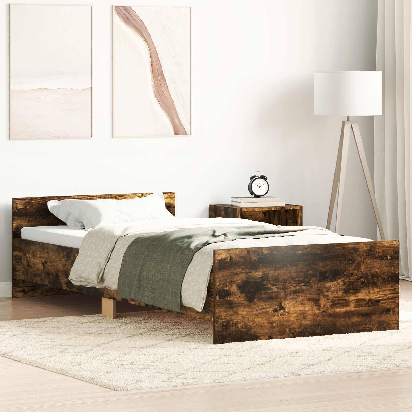 vidaXL Bettgestell mit Kopfteil Geräucherte Eiche 80 x 200 cm