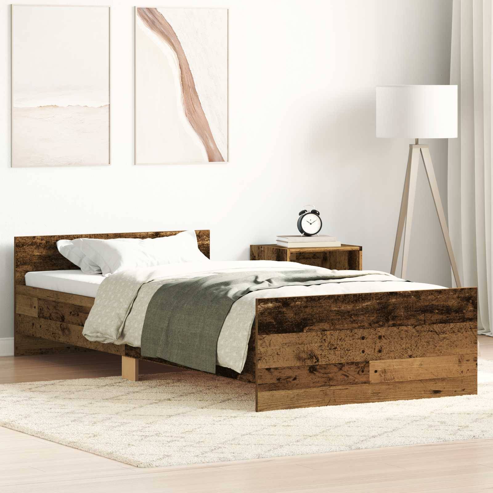 vidaXL Bettgestell mit Kopfteil Altholz 80 x 200 cm Holzwerkstoff