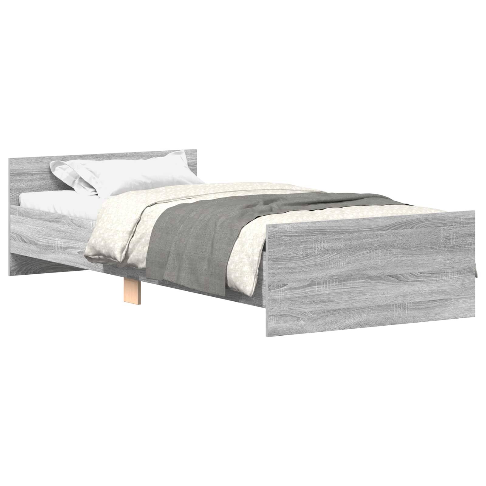 vidaXL Bettgestell mit Kopfteil Grau Sonoma 80 x 200 cm Holzwerkstoff