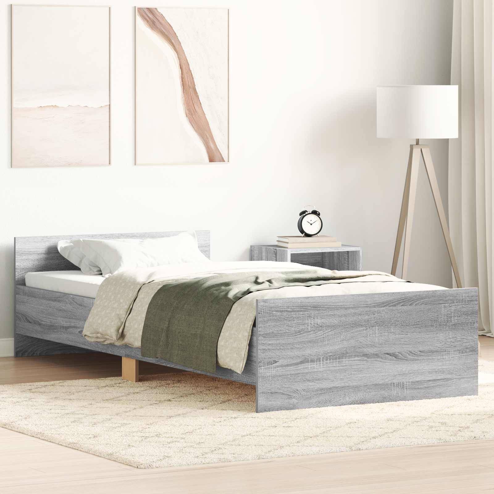 vidaXL Bettgestell mit Kopfteil Grau Sonoma 80 x 200 cm Holzwerkstoff