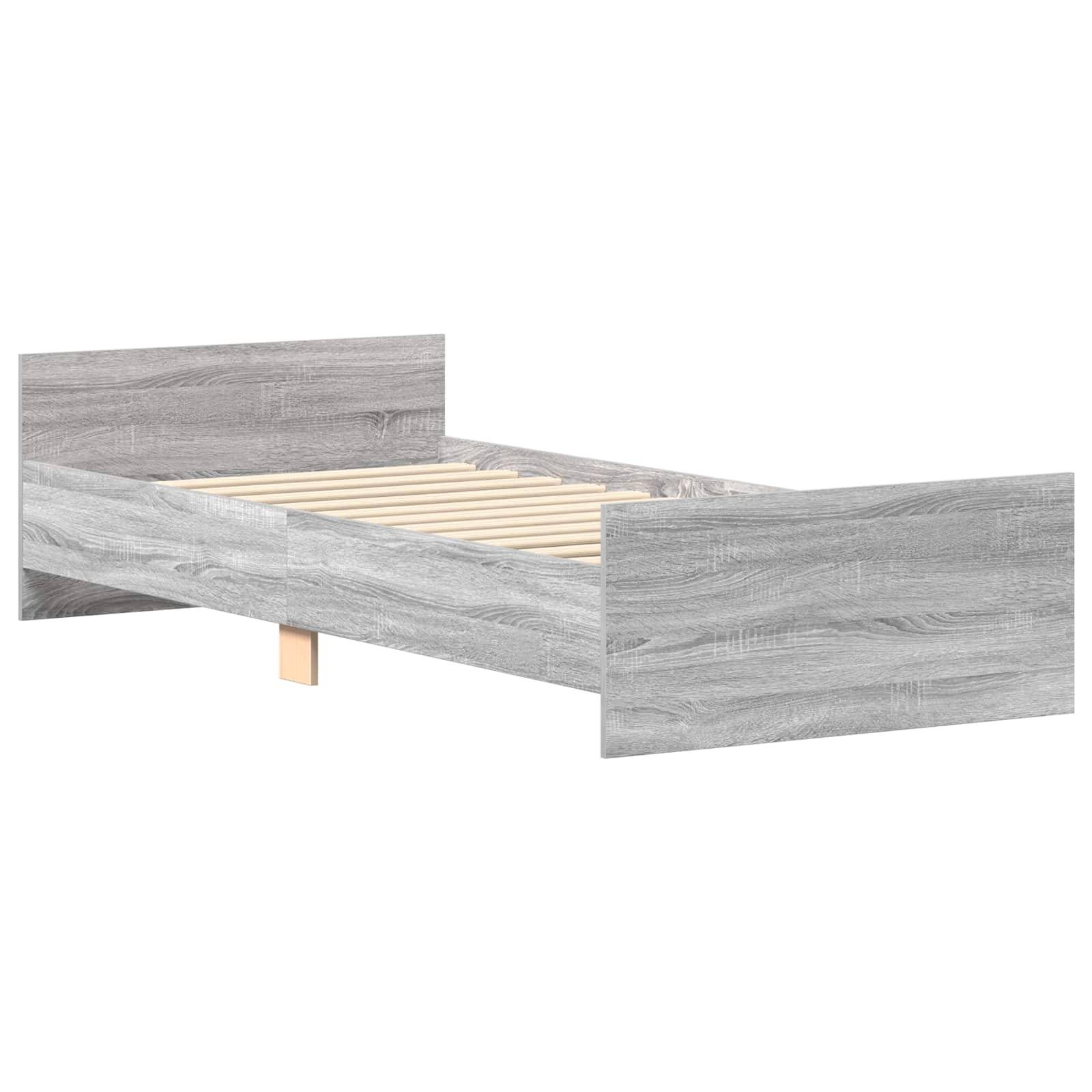 vidaXL Bettgestell mit Kopfteil Grau Sonoma 80 x 200 cm Holzwerkstoff