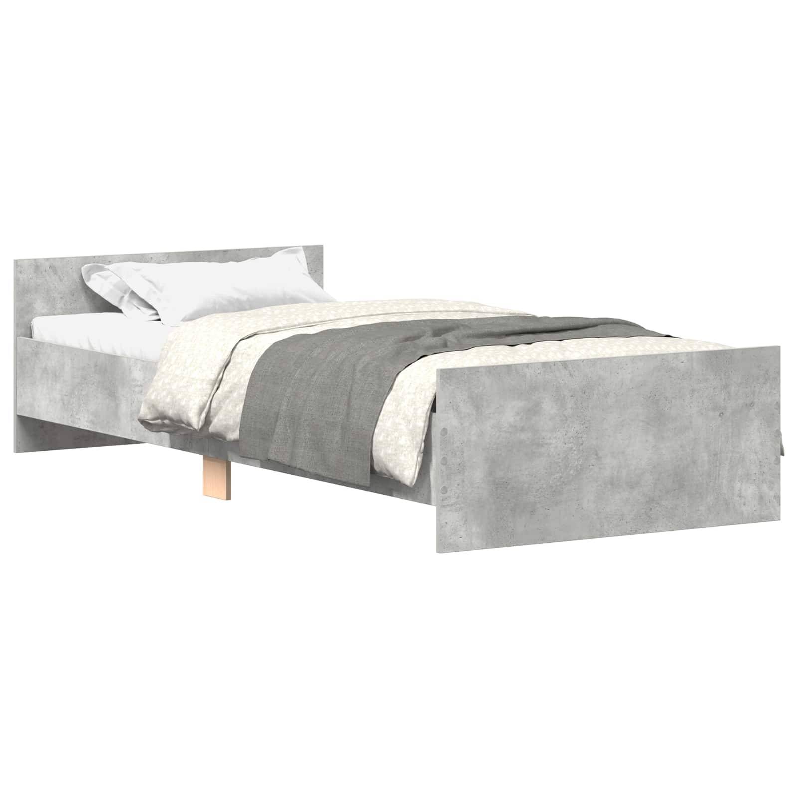 vidaXL Bettgestell mit Kopfteil Betongrau 80 x 200 cm Holzwerkstoff
