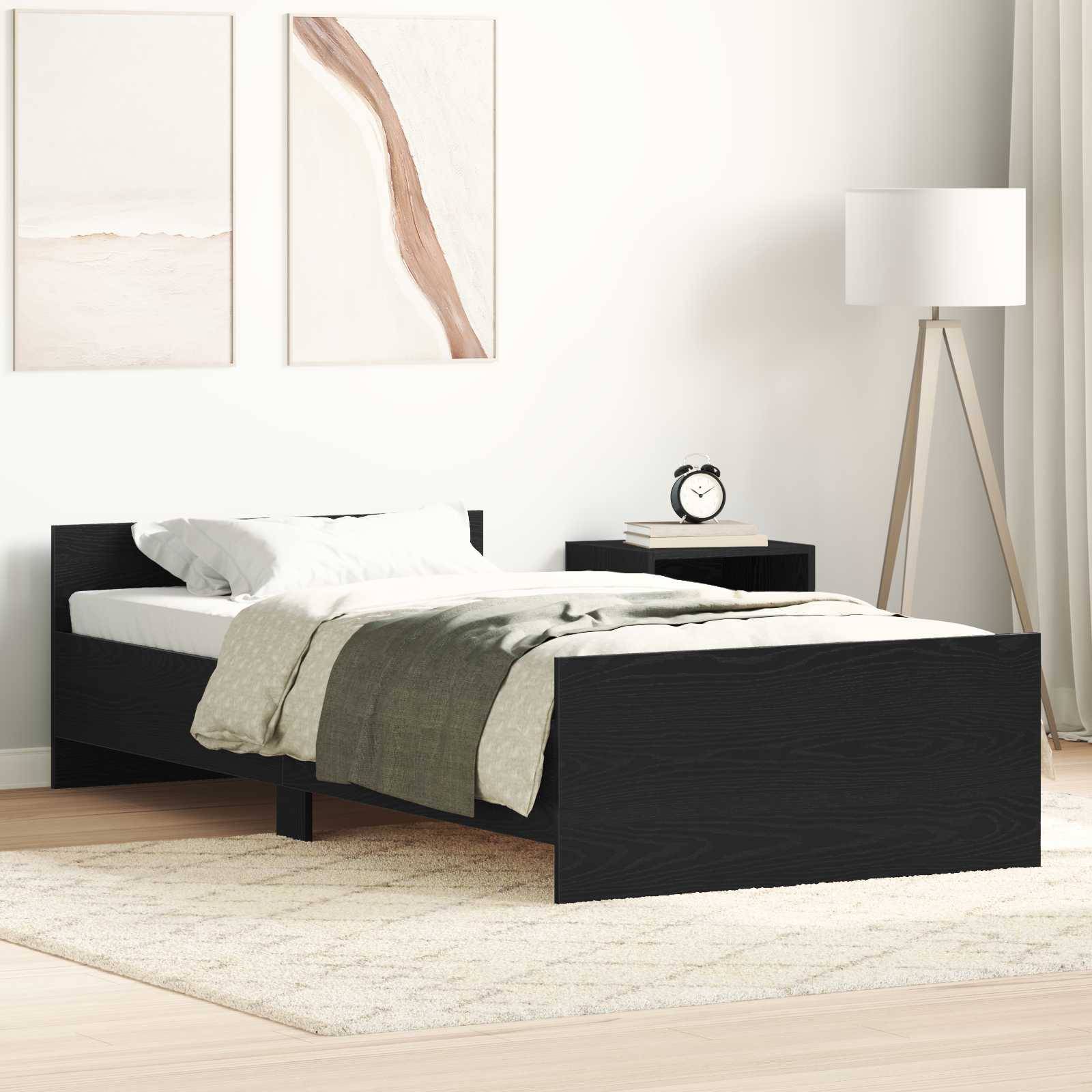 vidaXL Bettgestell mit Kopfteil Schwarze Eiche 80 x 200 cm