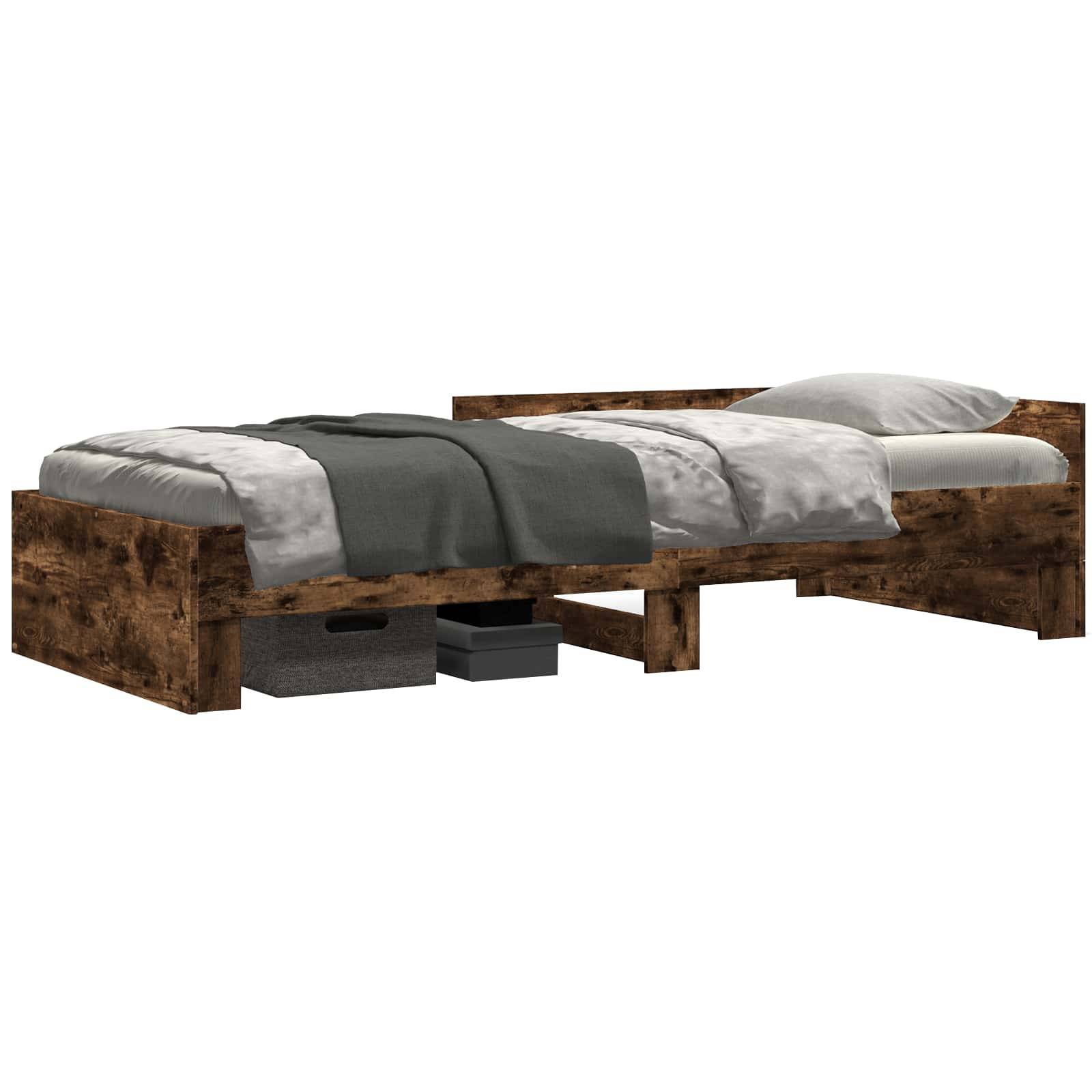 vidaXL Bettgestell mit Kopfteil Geräucherte Eiche 80 x 200 cm