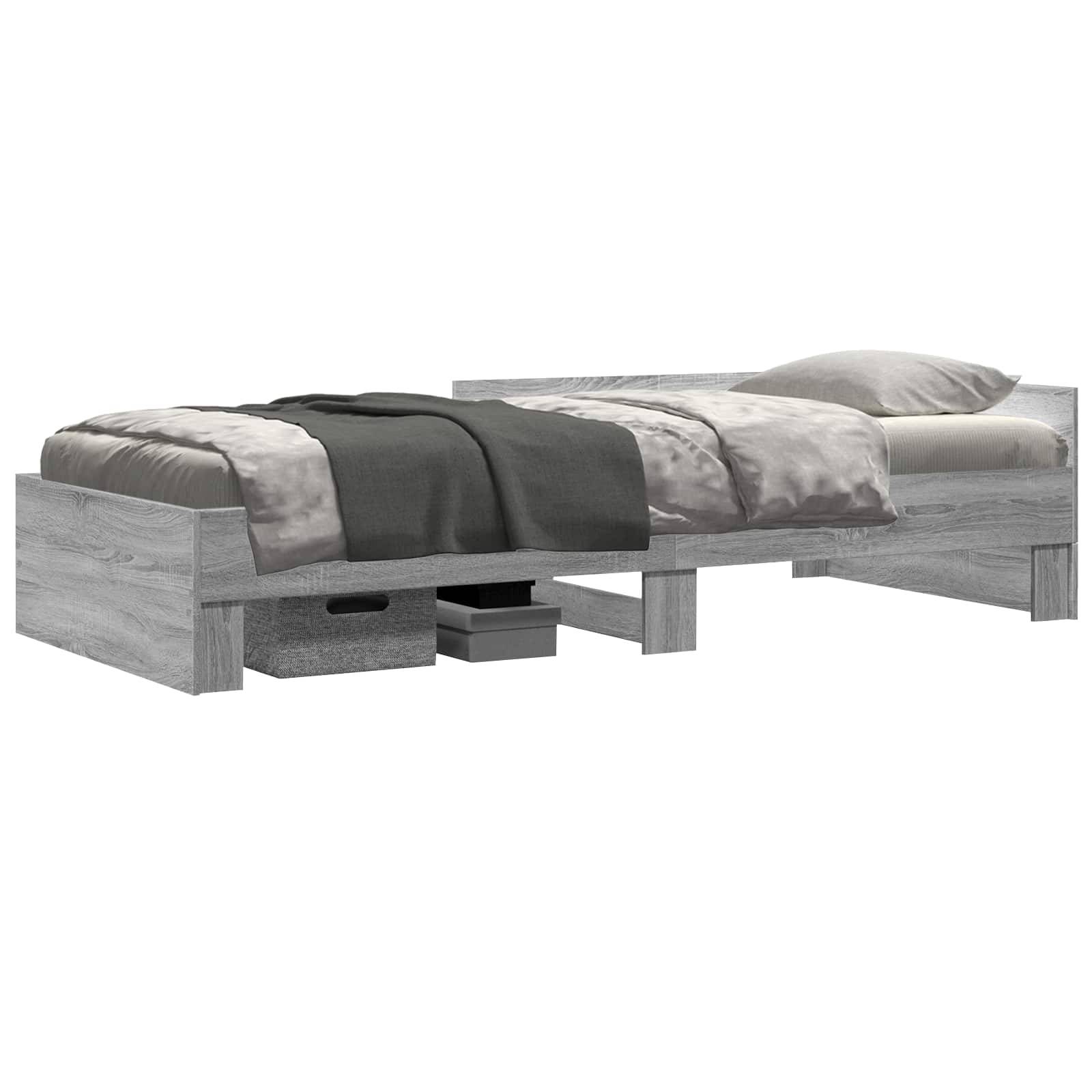 vidaXL Bettgestell mit Kopfteil Grau Sonoma 80 x 200 cm Holzwerkstoff