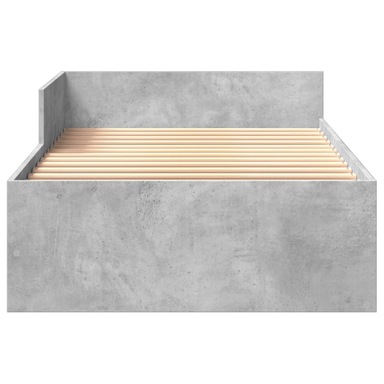 vidaXL Bettgestell mit Kopfteil Betongrau 80 x 200 cm Holzwerkstoff