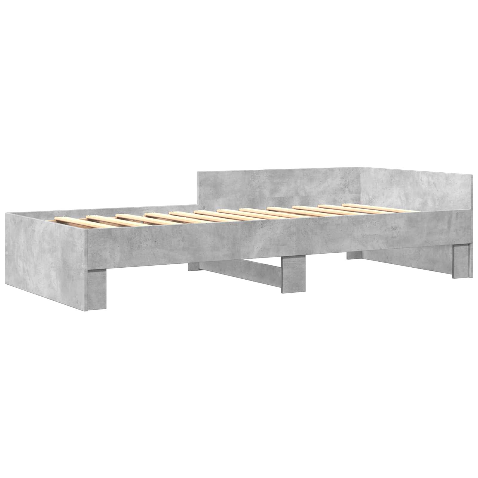 vidaXL Bettgestell mit Kopfteil Betongrau 80 x 200 cm Holzwerkstoff